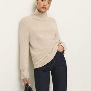 NWT Reformation cashmere Conrad Sweater in Wheat/Beige, size small